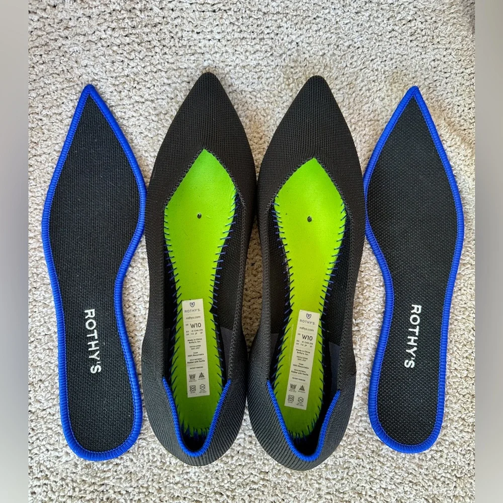 Rothy's The Point Black Slip On Ballet Flats Women's Size 10 - Picture 6 of 7